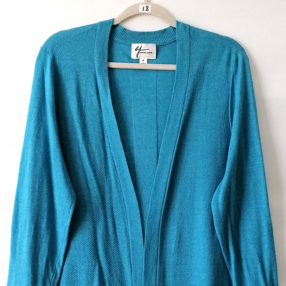 AJ Andrea Jovine Womens Azure Blue Open Front Cardigan Sweater Size XL - Picture 2 of 7